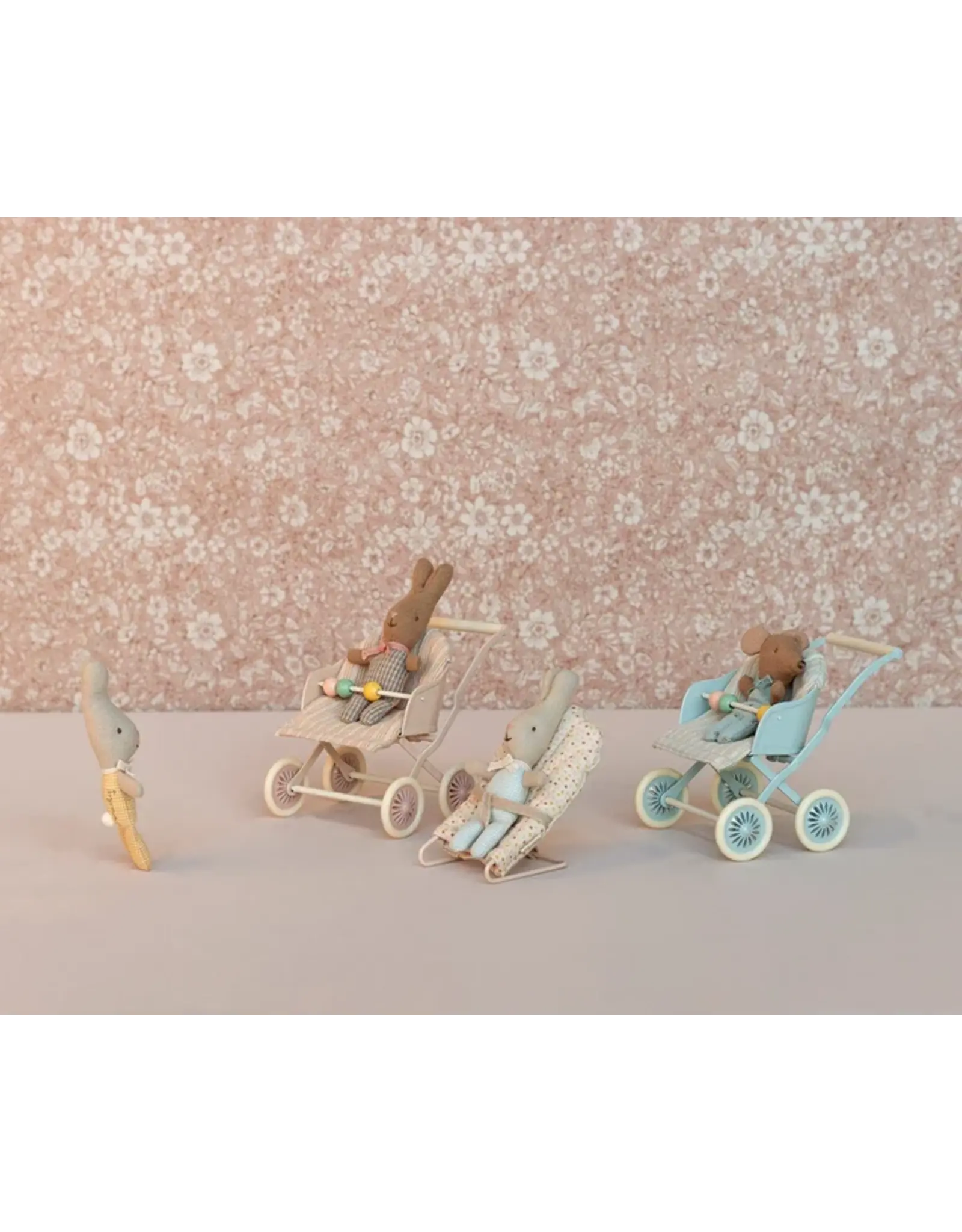 Maileg Stroller Baby Mouse - Blue