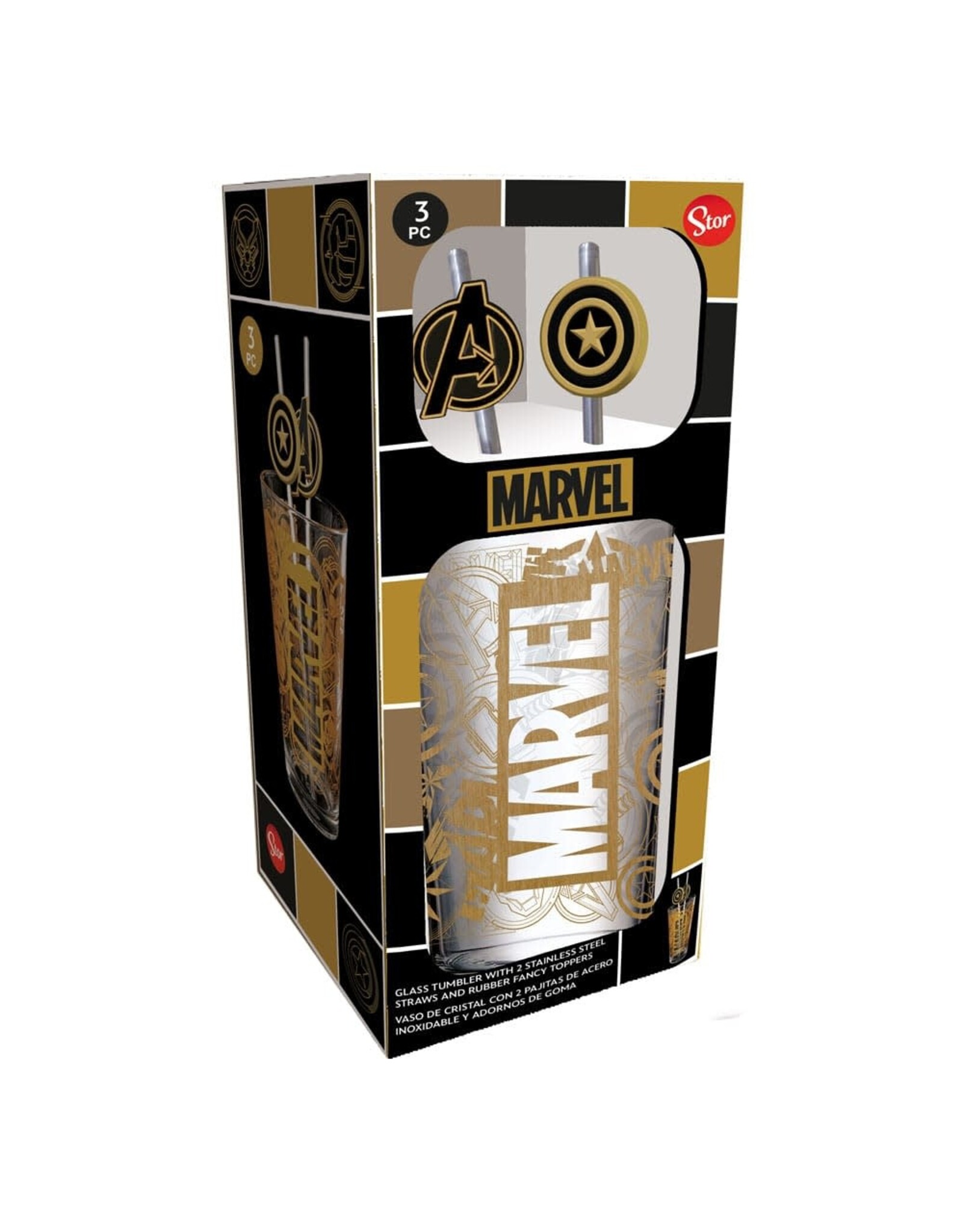 Marvel Glass Tumbler with Straws