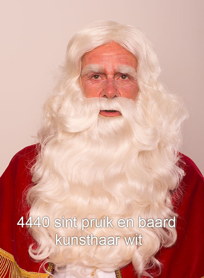 Sinterklaasbaard en pruik set kunsthaar wit