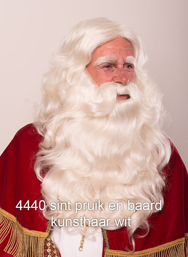 Sinterklaasbaard en pruik set kunsthaar wit