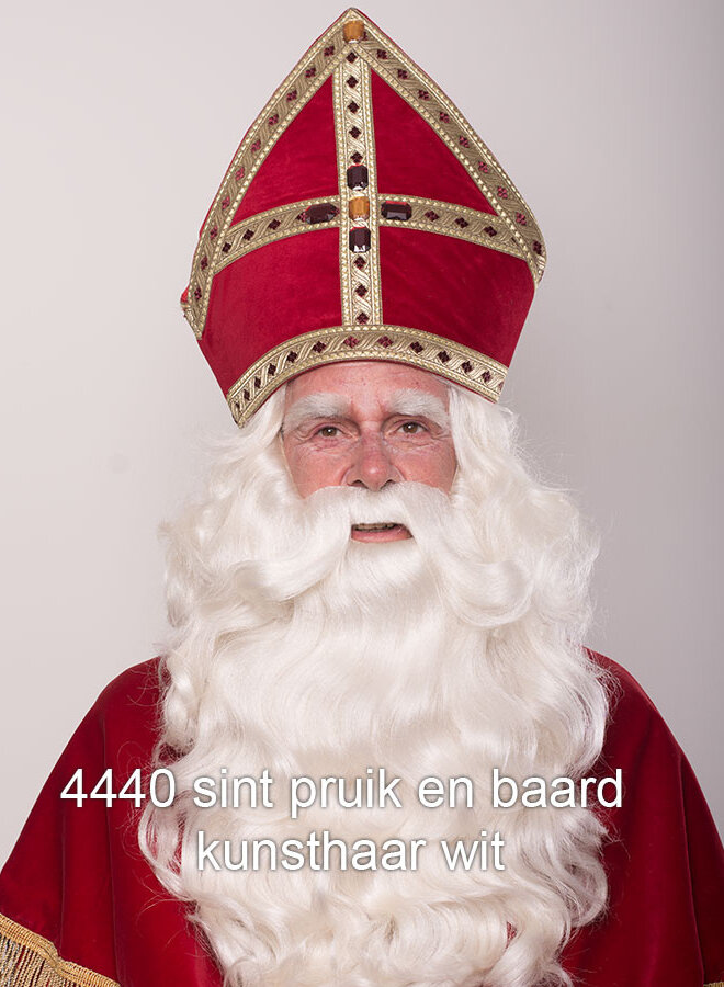 Sinterklaasbaard en pruik set kunsthaar wit
