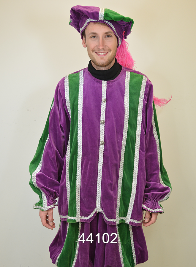 Pieten kostuum paars/groen XL