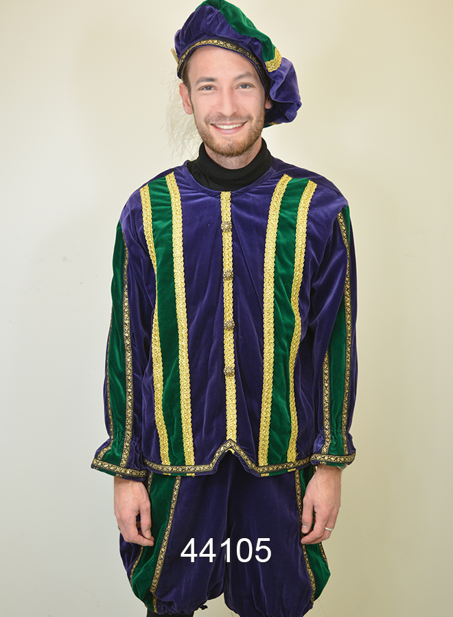 Pieten kostuum paars/groen L