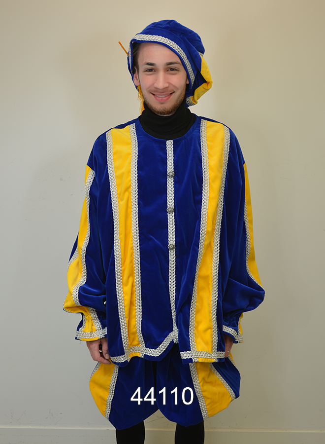 Pieten kostuum blauw/geel XL