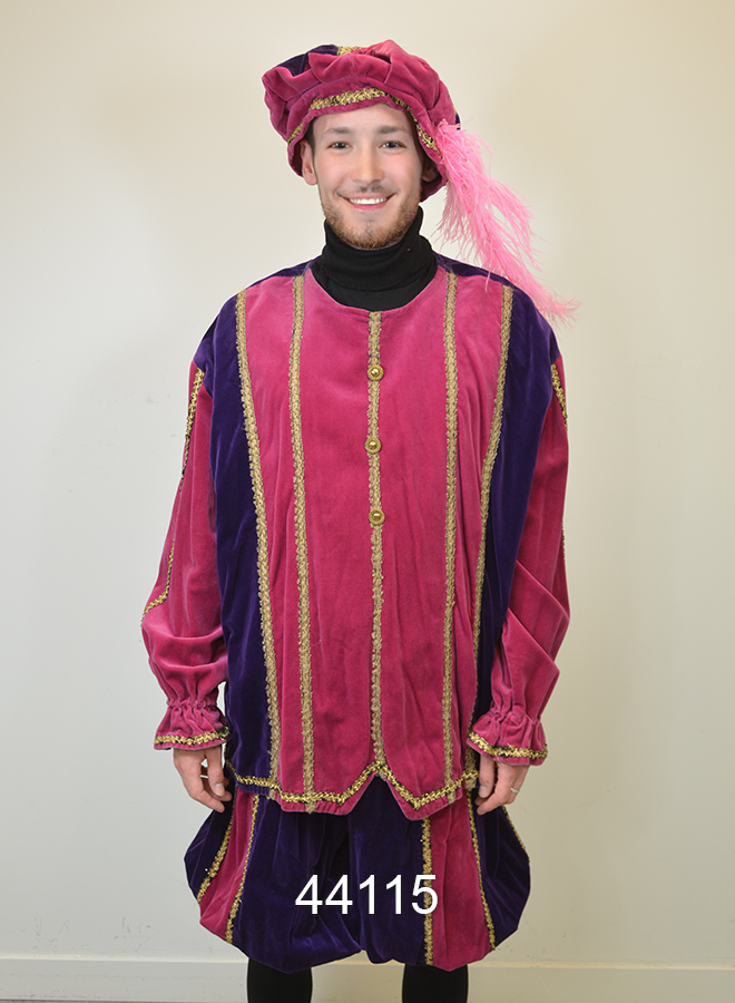 Pieten kostuum Fuchsia/Paars L