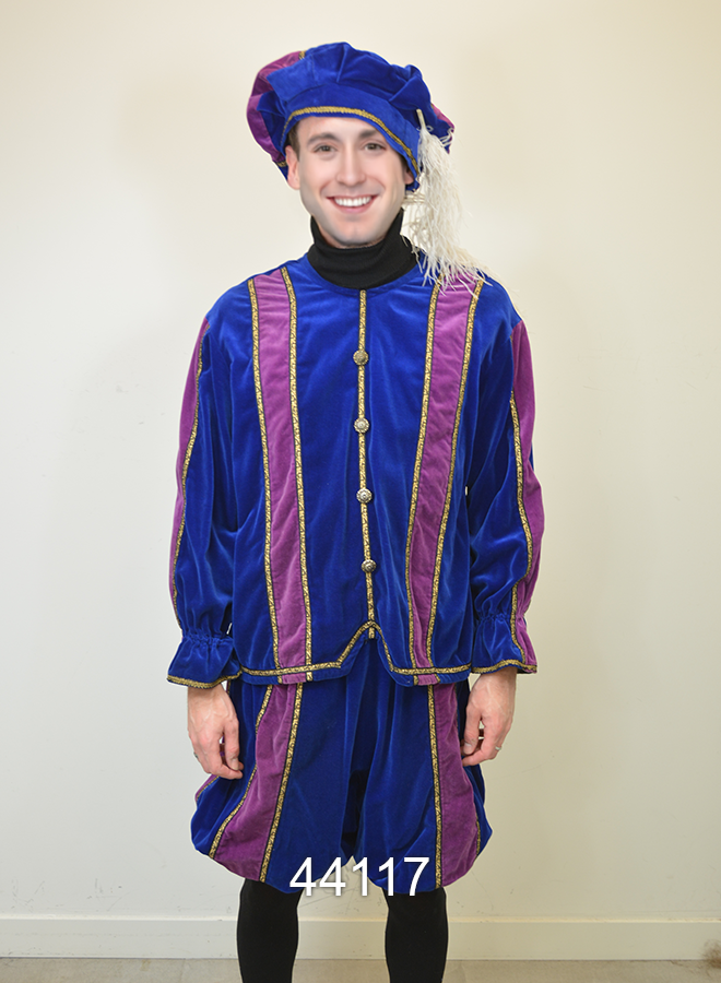 Pieten kostuum paars Blauw M