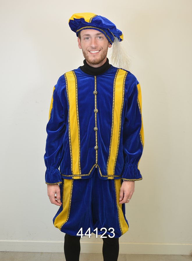 Pieten kostuum Blauw/Geel M
