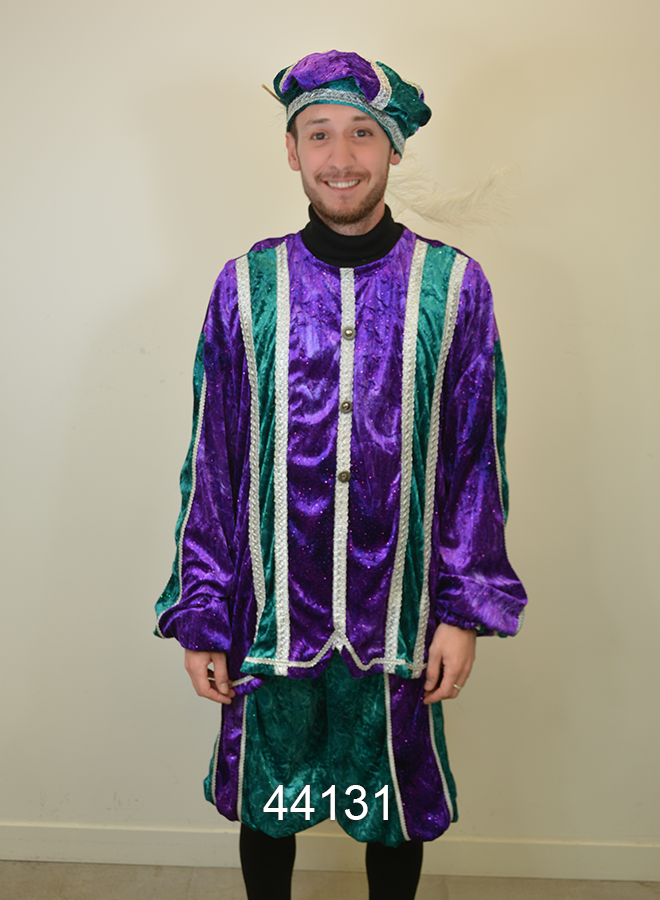 Pieten kostuum Paars/Groen Glitter XXL