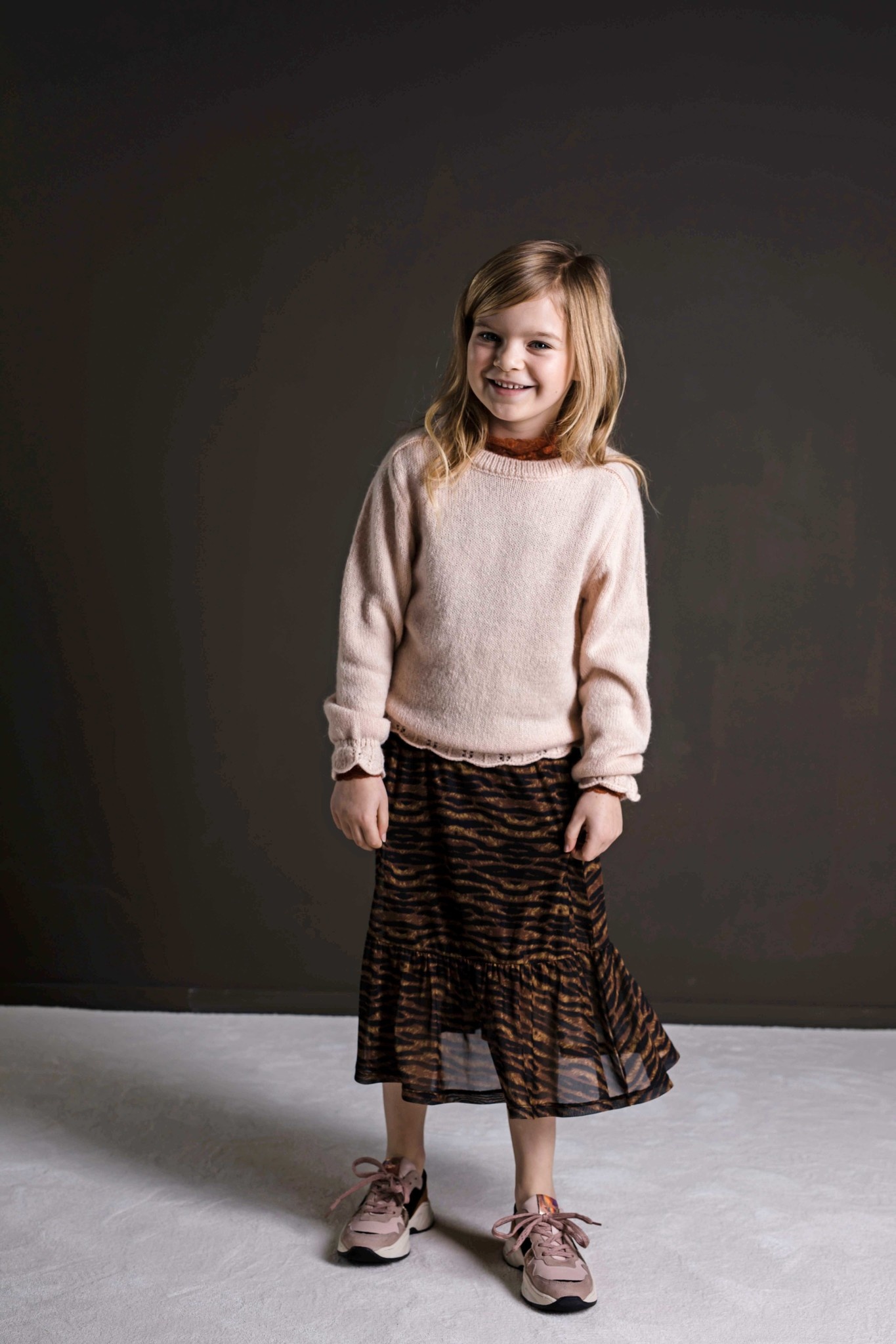 Like Flo Meisjes rok - AOP mesh lang - Camel Like Flo Meisjes rok - AOP mesh lang - Camel