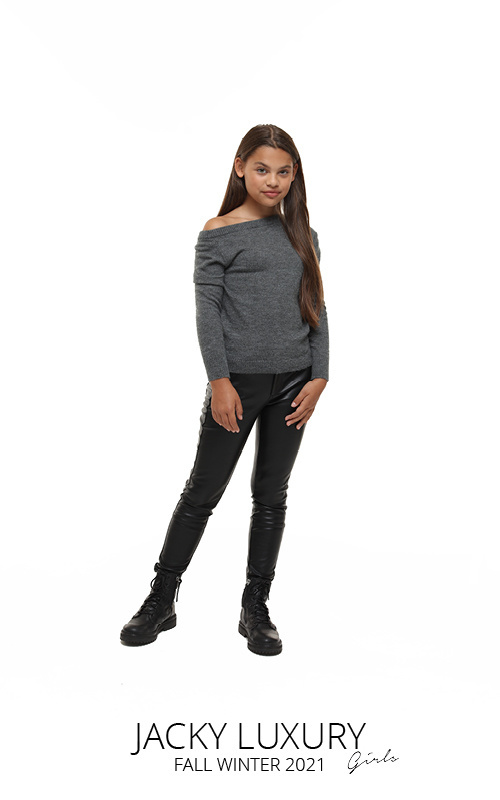 Jacky Luxury Meisjes sweater gebreid - Grijs melange Jacky Luxury Meisjes sweater gebreid - Grijs melange