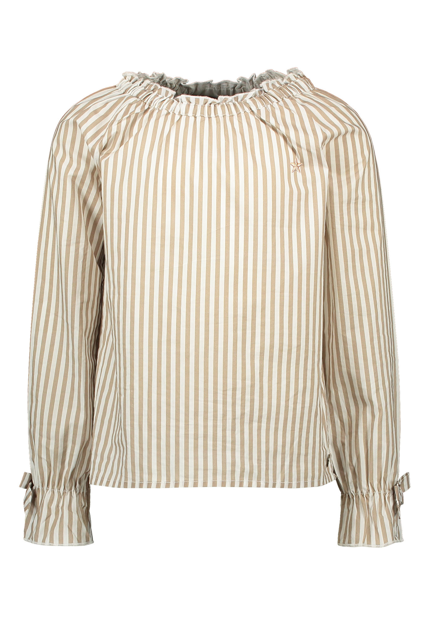 Like Flo Meisjes blouse gestreept - Zand Like Flo Meisjes blouse gestreept - Zand