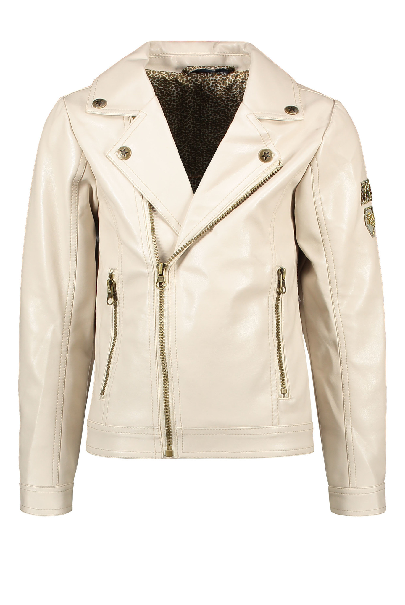 Like Flo Meisjes biker jasje imitatie leder - Off white Like Flo Meisjes biker jasje imitatie leder - Off white