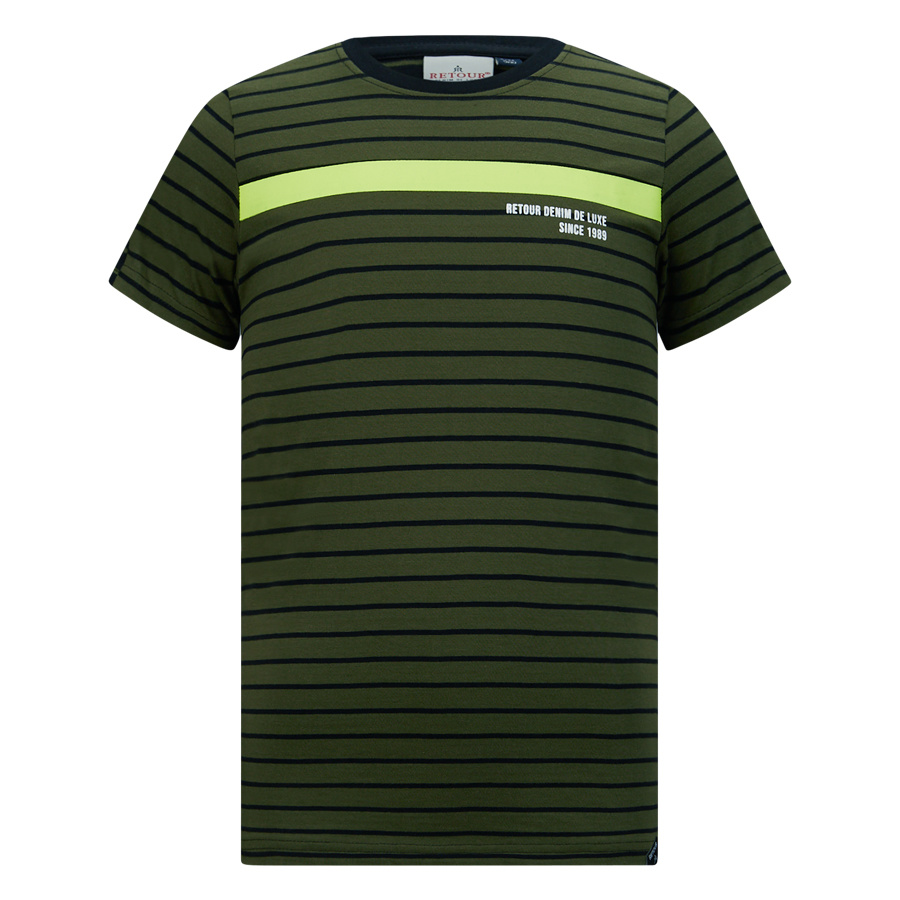 Retour Jeans Jongens t-shirt - Eelco - Olijf groen Retour Jeans Jongens t-shirt - Eelco - Olijf groen