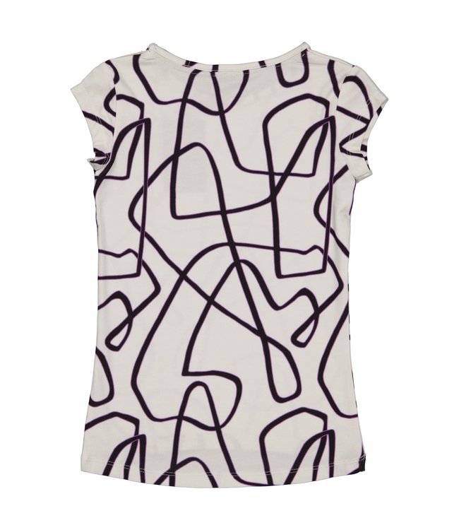 LEVV Meisjes t-shirt - Tamia - AOP Wit grijs gestreept