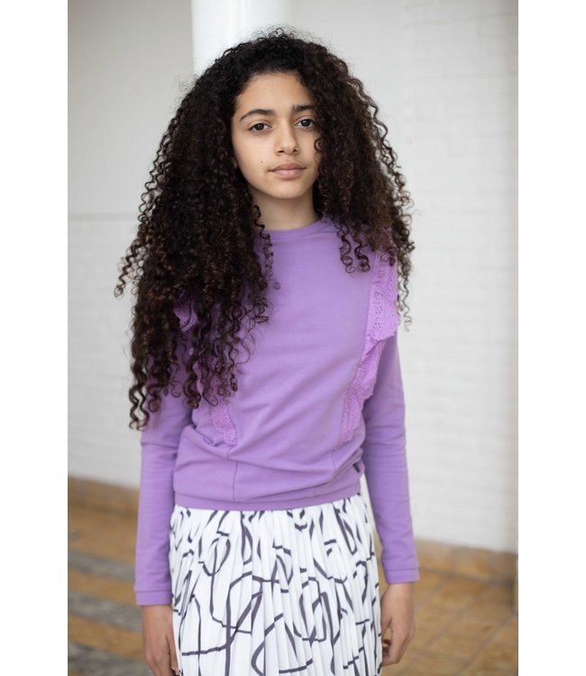 LEVV Meisjes rok - Tina - AOP Wit grijs gestreept