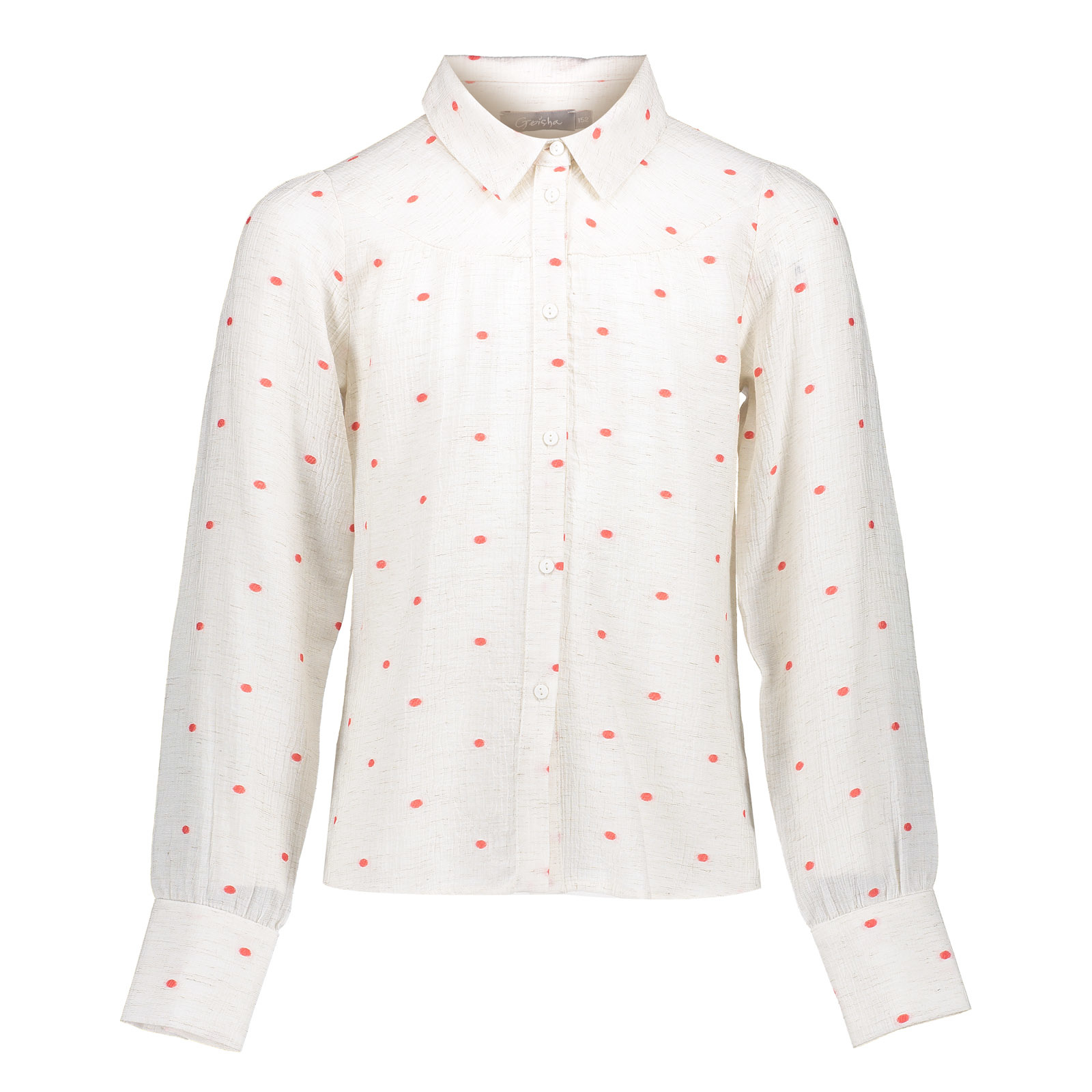 Geisha Meisjes blouse - Off white / Koraal Geisha Meisjes blouse - Off white / Koraal