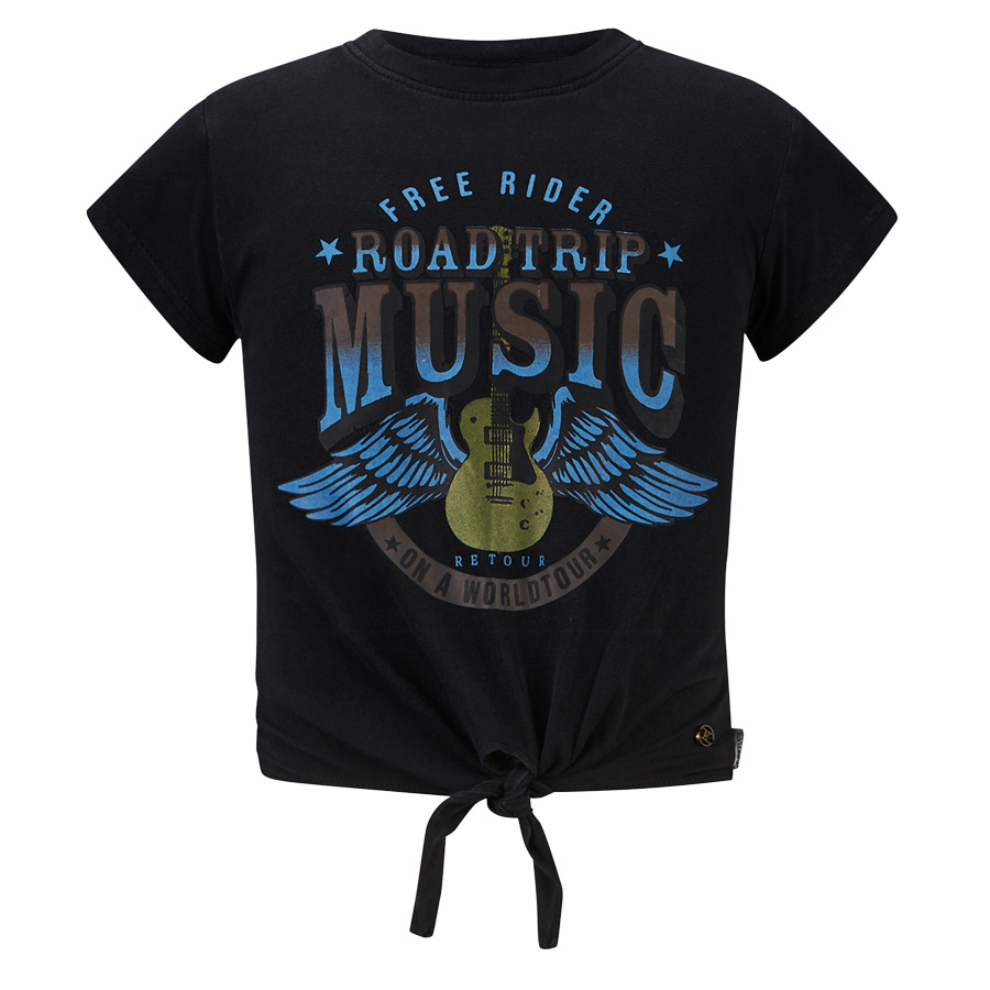 Retour Jeans Meisjes t-shirt - Kitty - Zwart Retour Jeans Meisjes t-shirt - Kitty - Zwart