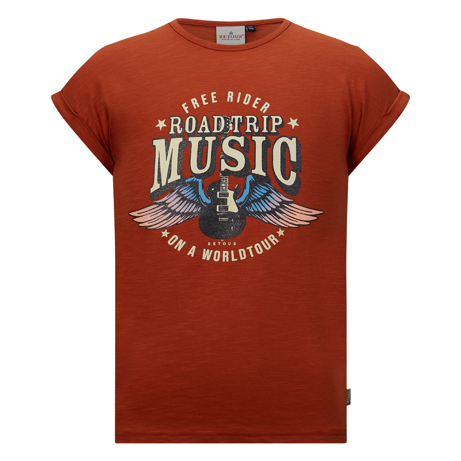 Retour Jeans Meisjes t-shirt - Shala - Roodbruin Retour Jeans Meisjes t-shirt - Shala - Roodbruin