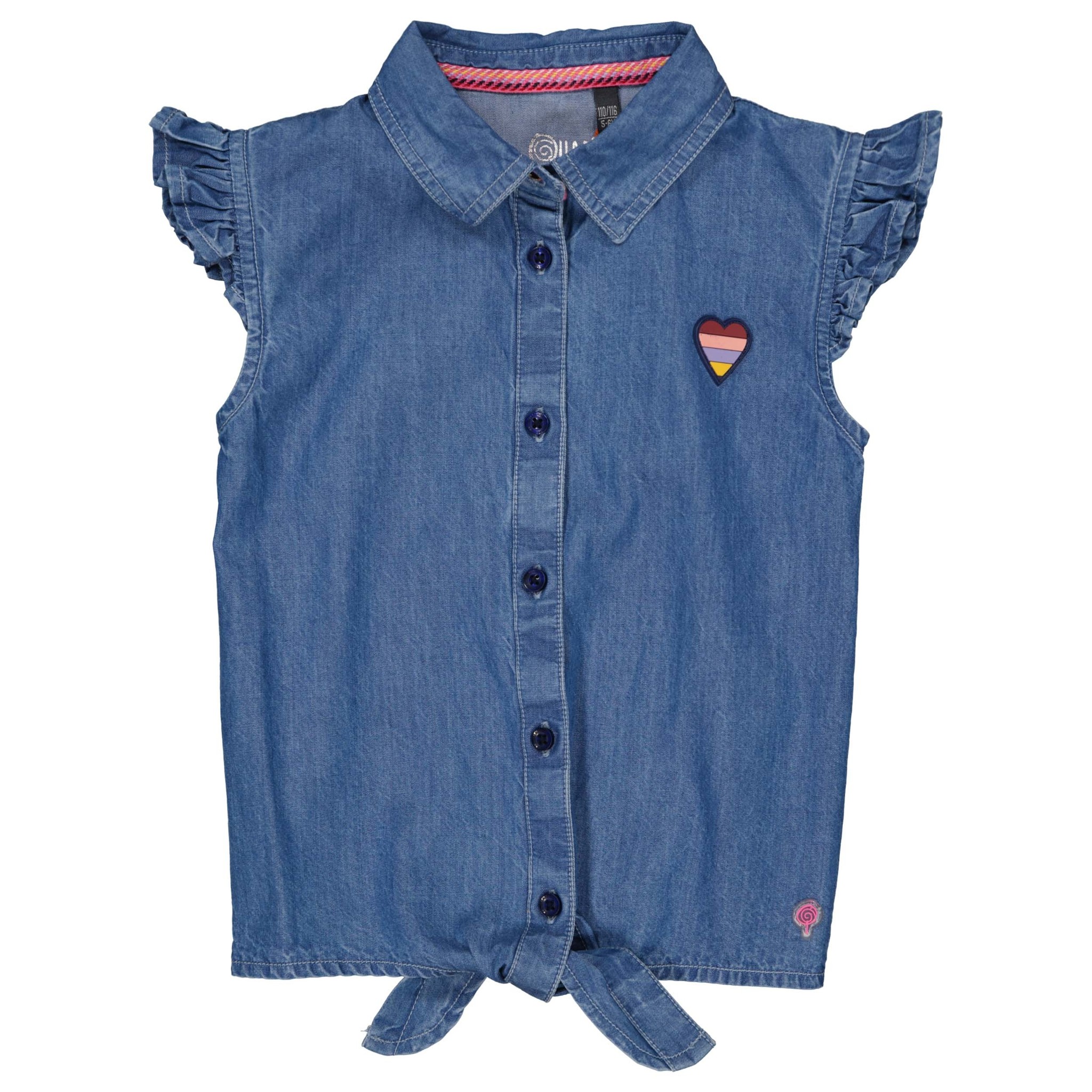 Quapi Meisjes blouse - Mar - Blauw denim