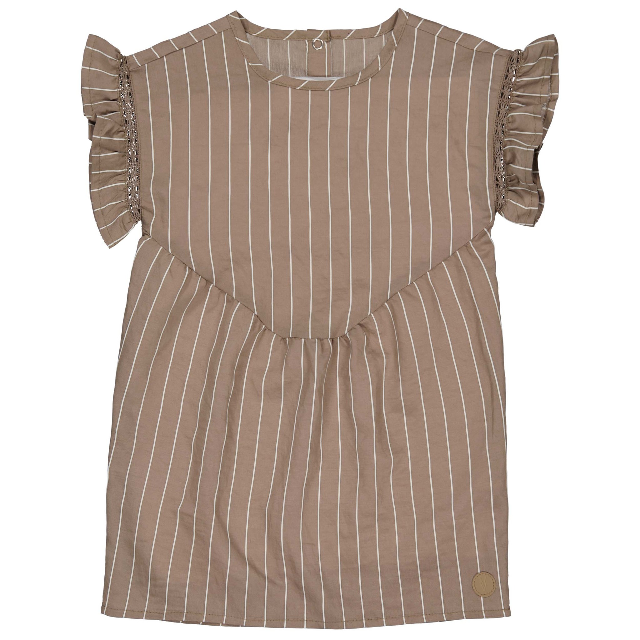 LEVV Little Meisjes jurk - Vanille - AOP Khaki groen gestreept LEVV Little Meisjes jurk - Vanille - AOP Khaki groen gestreept