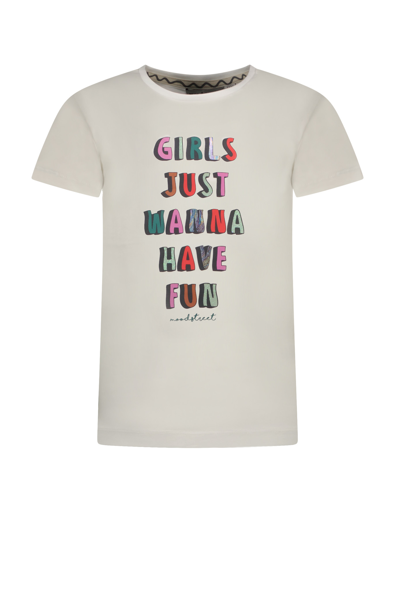 Moodstreet Meisjes t-shirt tekst - Warm wit