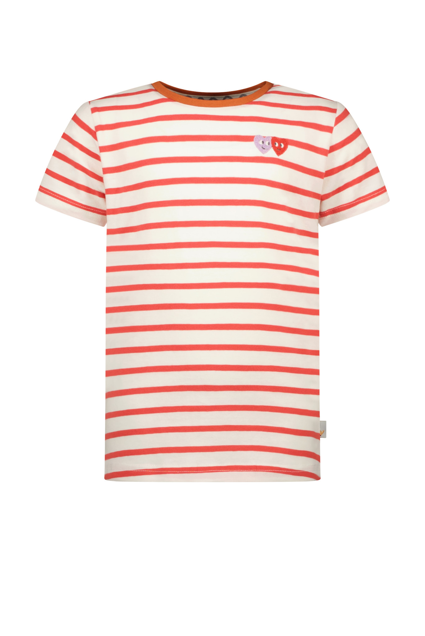 Moodstreet Meisjes t-shirt gestreep - Love Rood Moodstreet Meisjes t-shirt gestreep - Love Rood