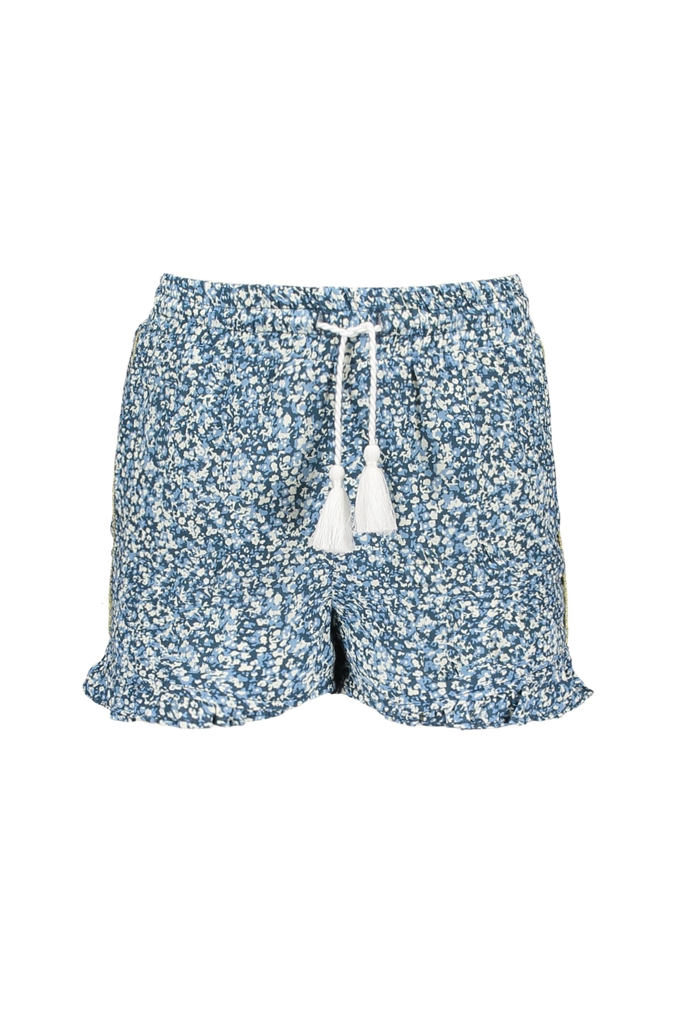 Like Flo Meisjes short ruffel - Blauw bloemen Like Flo Meisjes short ruffel - Blauw bloemen