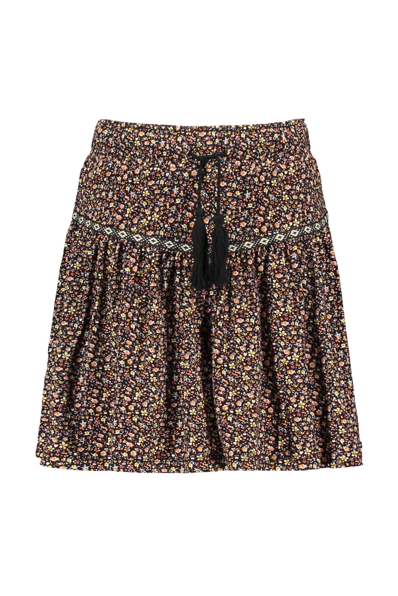 Like Flo Meisjes rok - Zwart bloemen Like Flo Meisjes rok - Zwart bloemen