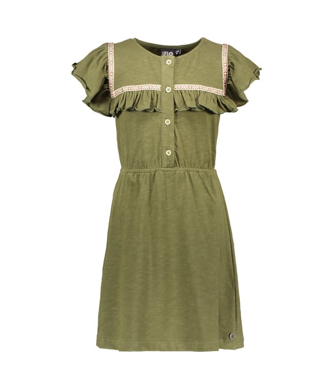 Like Flo Meisjes jurk fancy ruffel - Olive