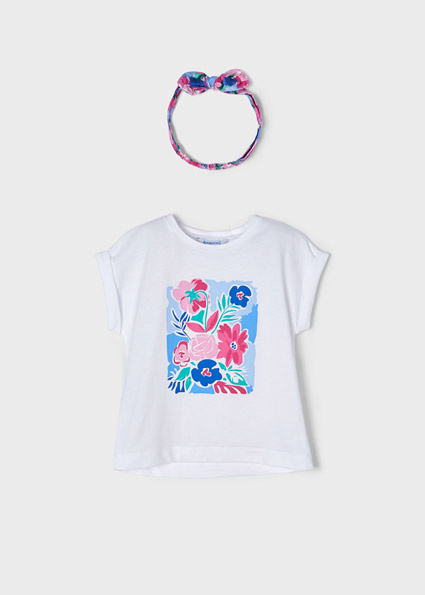 Mayoral Meisjes T-shirt - Wit Magent Mayoral Meisjes T-shirt - Wit Magent