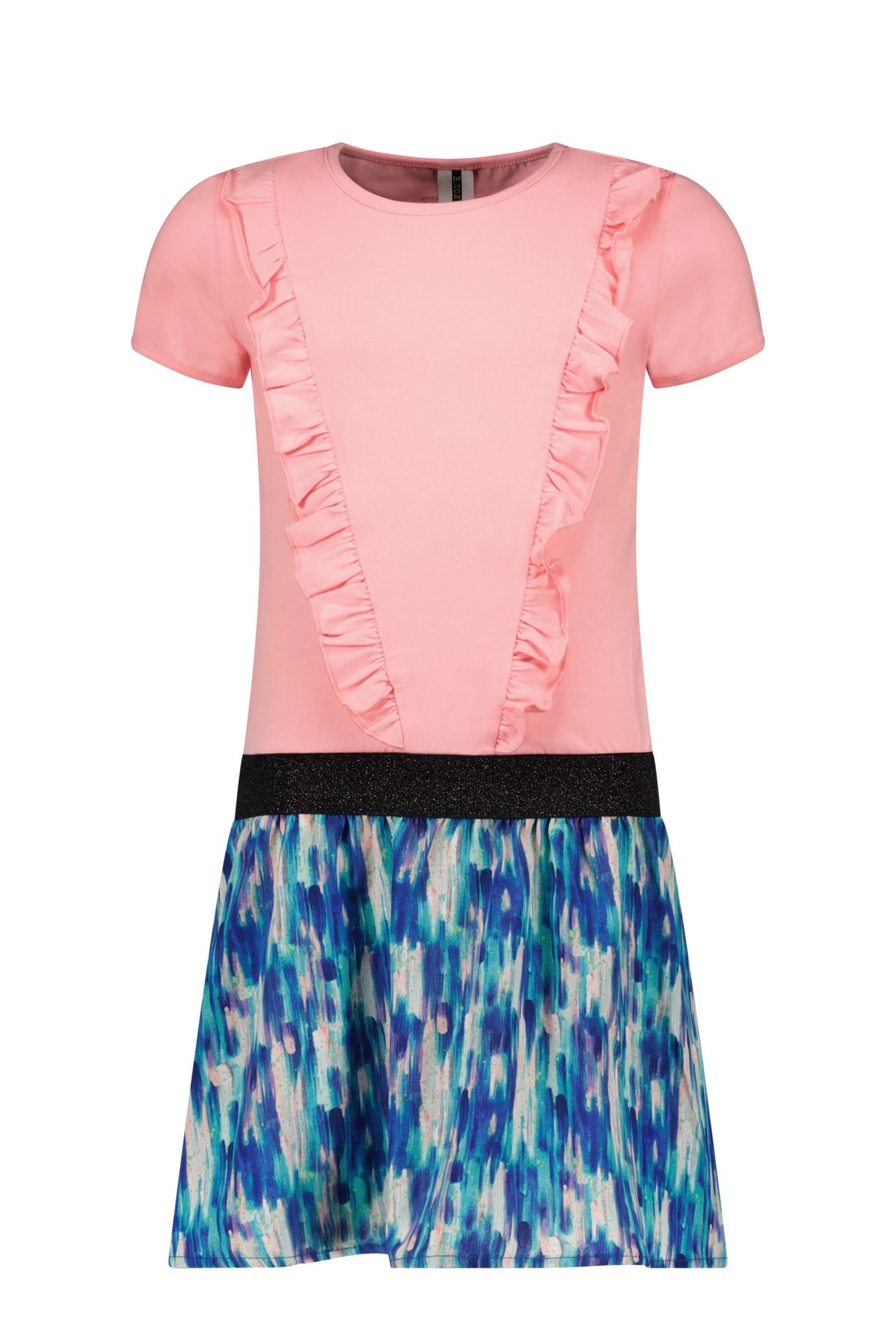 B.Nosy Meisjes jurk V-ruffel - Flamingo B.Nosy Meisjes jurk V-ruffel - Flamingo