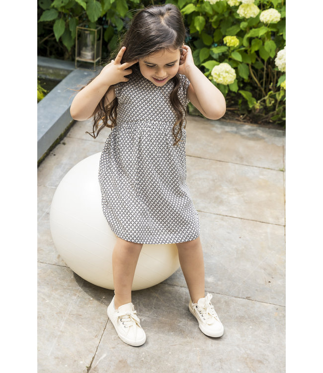 Frankie & Friends Meisjes jurk - Bonobo - Print beach blush/cool bruin/wit