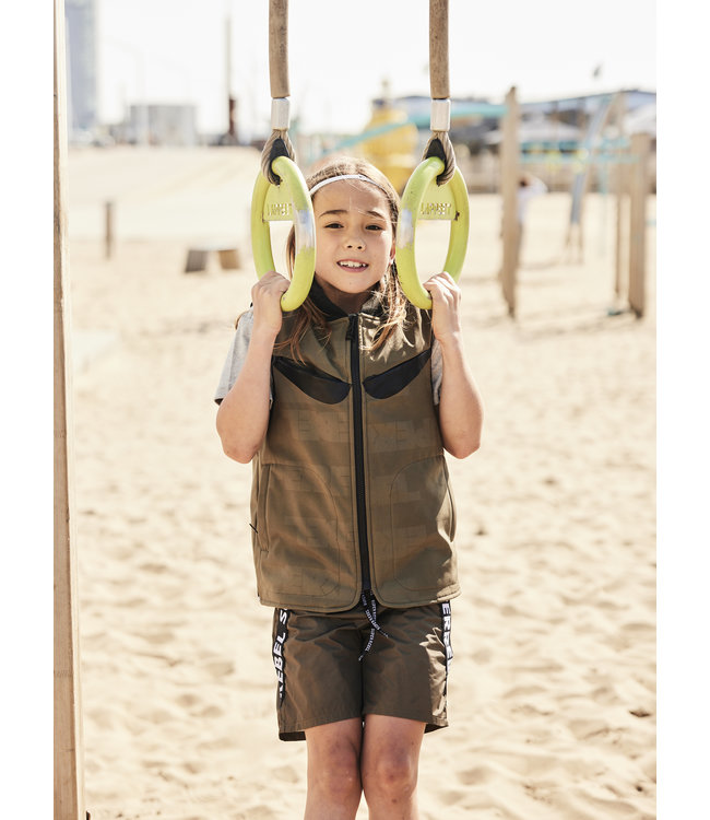 SUPERREBEL Jongens bodywarmer softshell Reef - Army groen