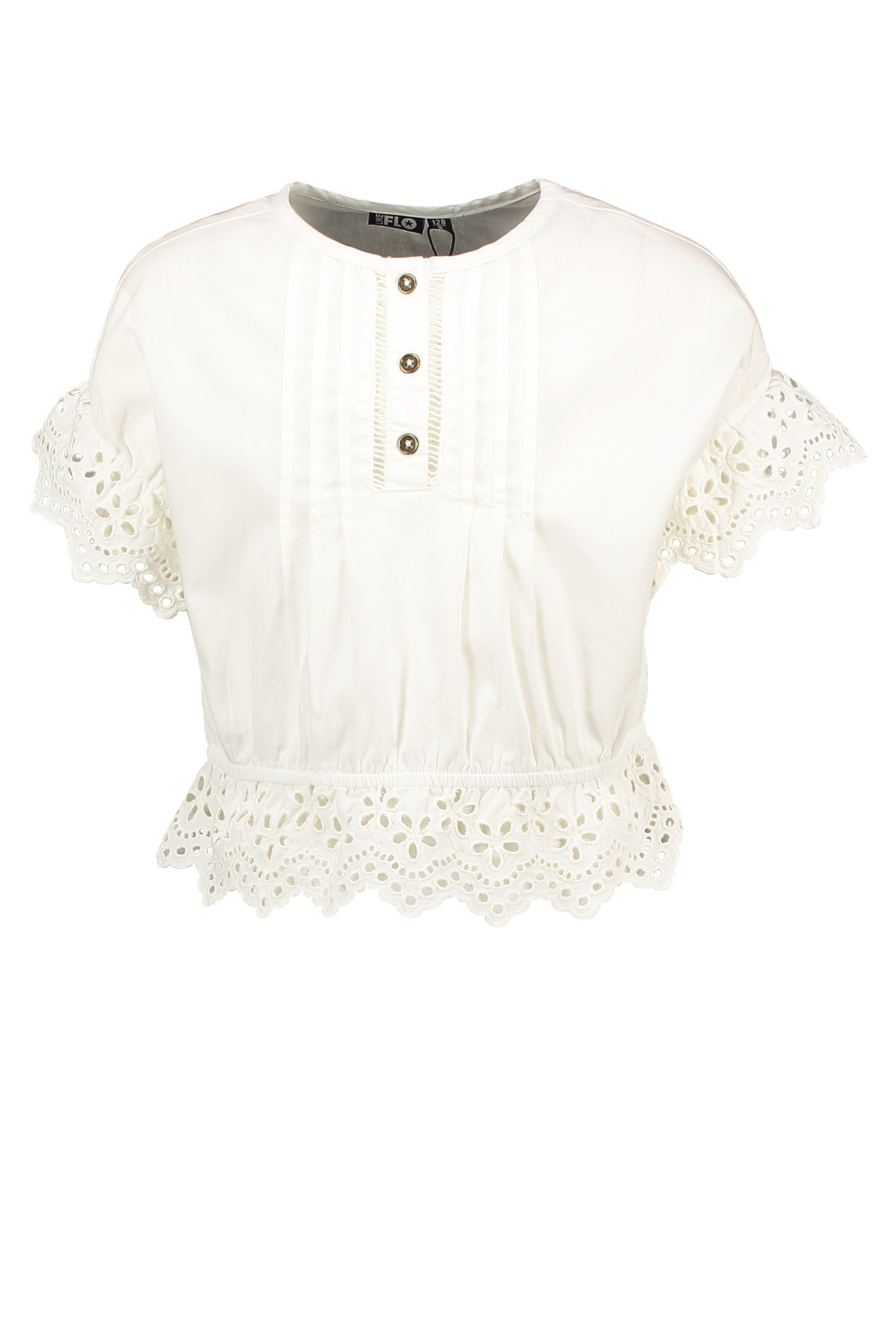 Like Flo Meisjes top broderie mouw - Wit Like Flo Meisjes top broderie mouw - Wit