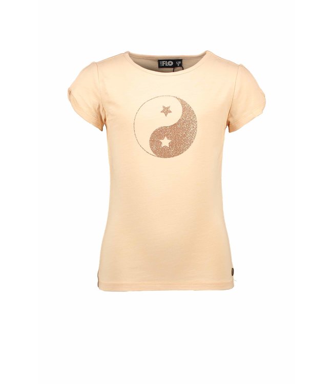 Like Flo Meisjes t-shirt open schouder - Soft peach