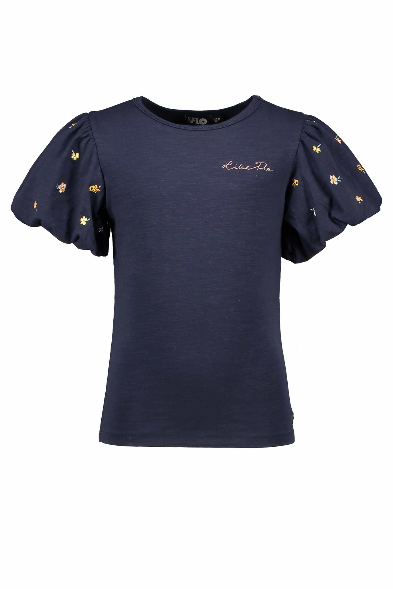 Like Flo Meisjes t-shirt pofmouw - Marine blauw Like Flo Meisjes t-shirt pofmouw - Marine blauw