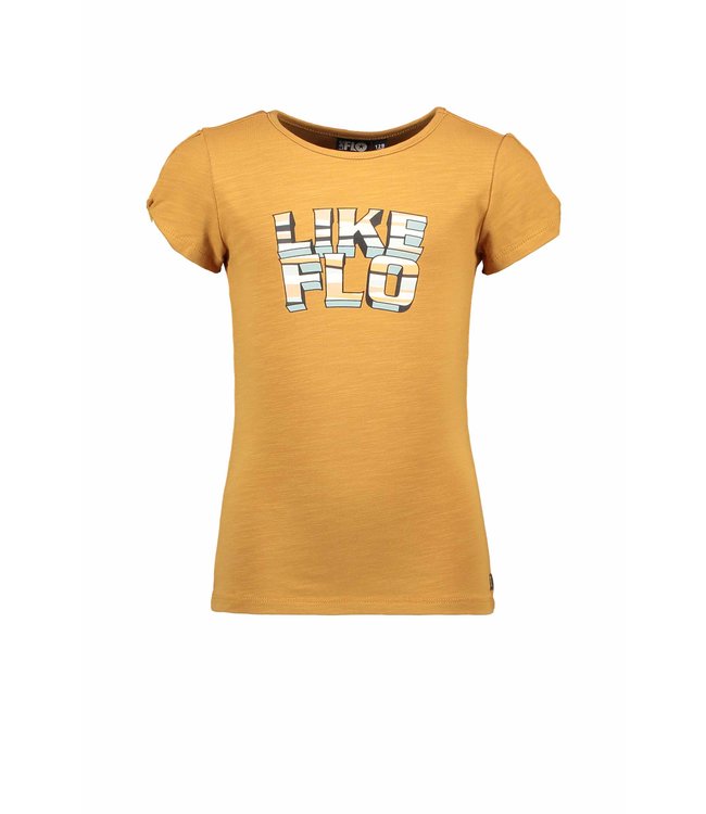 Like Flo Meisjes t-shirt open schouder - Bruin suiker