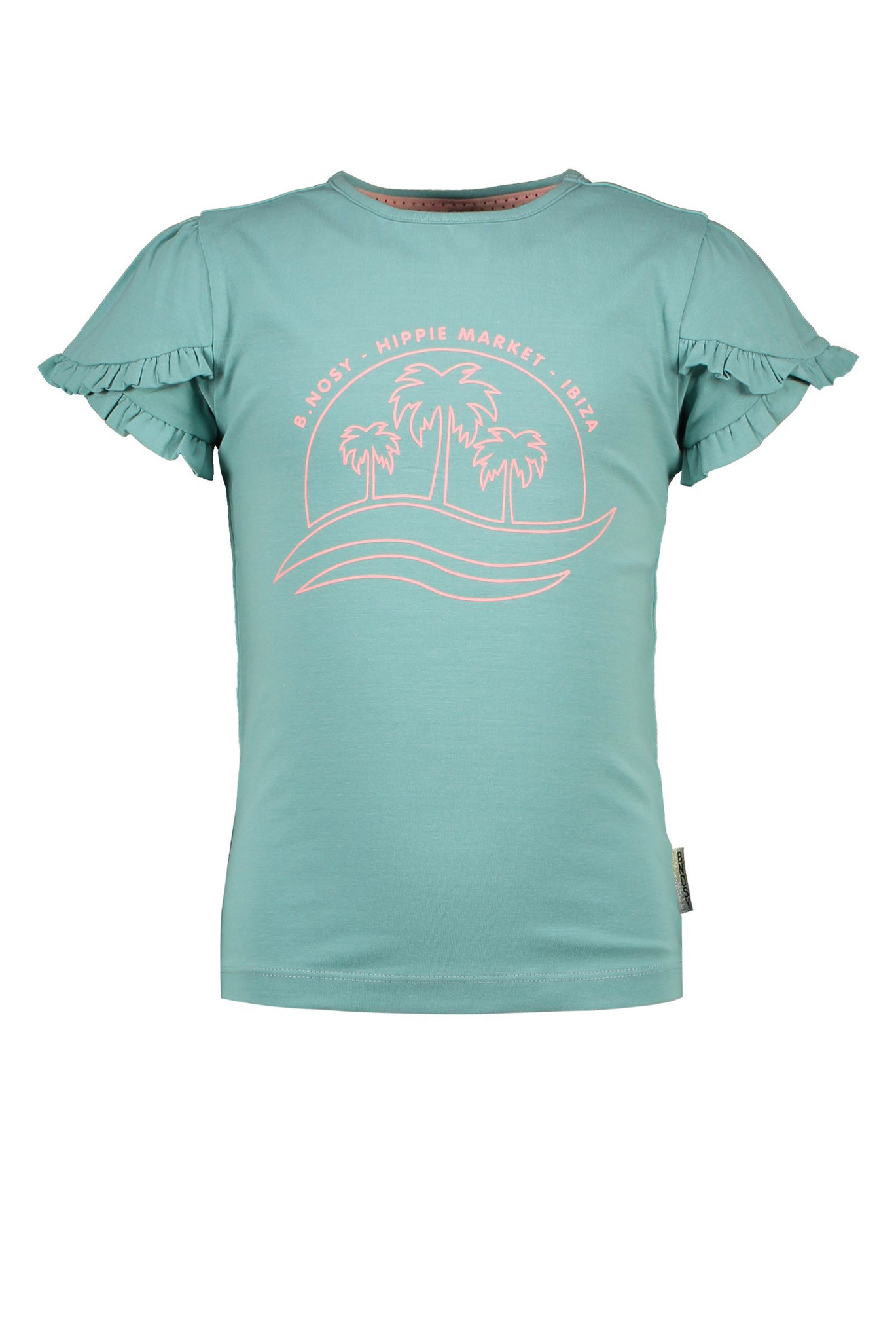 B.Nosy Meisjes t-shirt ruffel mouw - Canton groen B.Nosy Meisjes t-shirt ruffel mouw - Canton groen