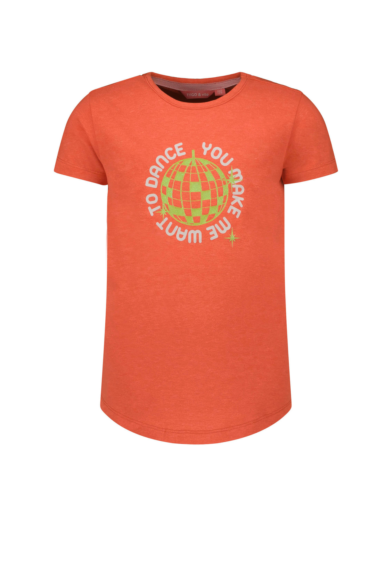 Tygo & Vito Meisjes t-shirt want to dance - Fiery Koraal Tygo & Vito Meisjes t-shirt want to dance - Fiery Koraal