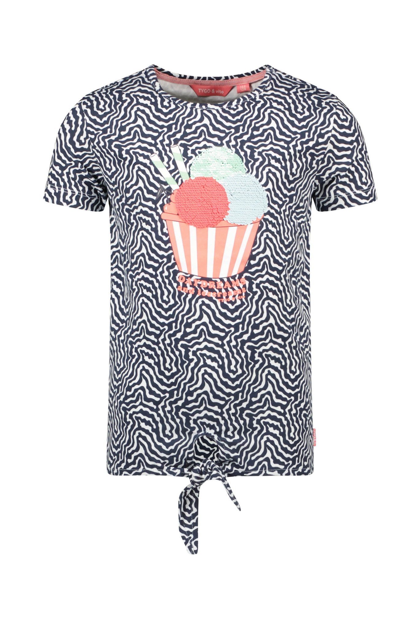 Tygo & Vito Meisjes t-shirt icecream - Marine blauw Tygo & Vito Meisjes t-shirt icecream - Marine blauw