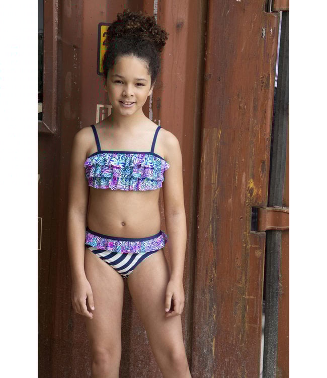 Just Beach Meisjes bikini ruffel - Tropical leaves