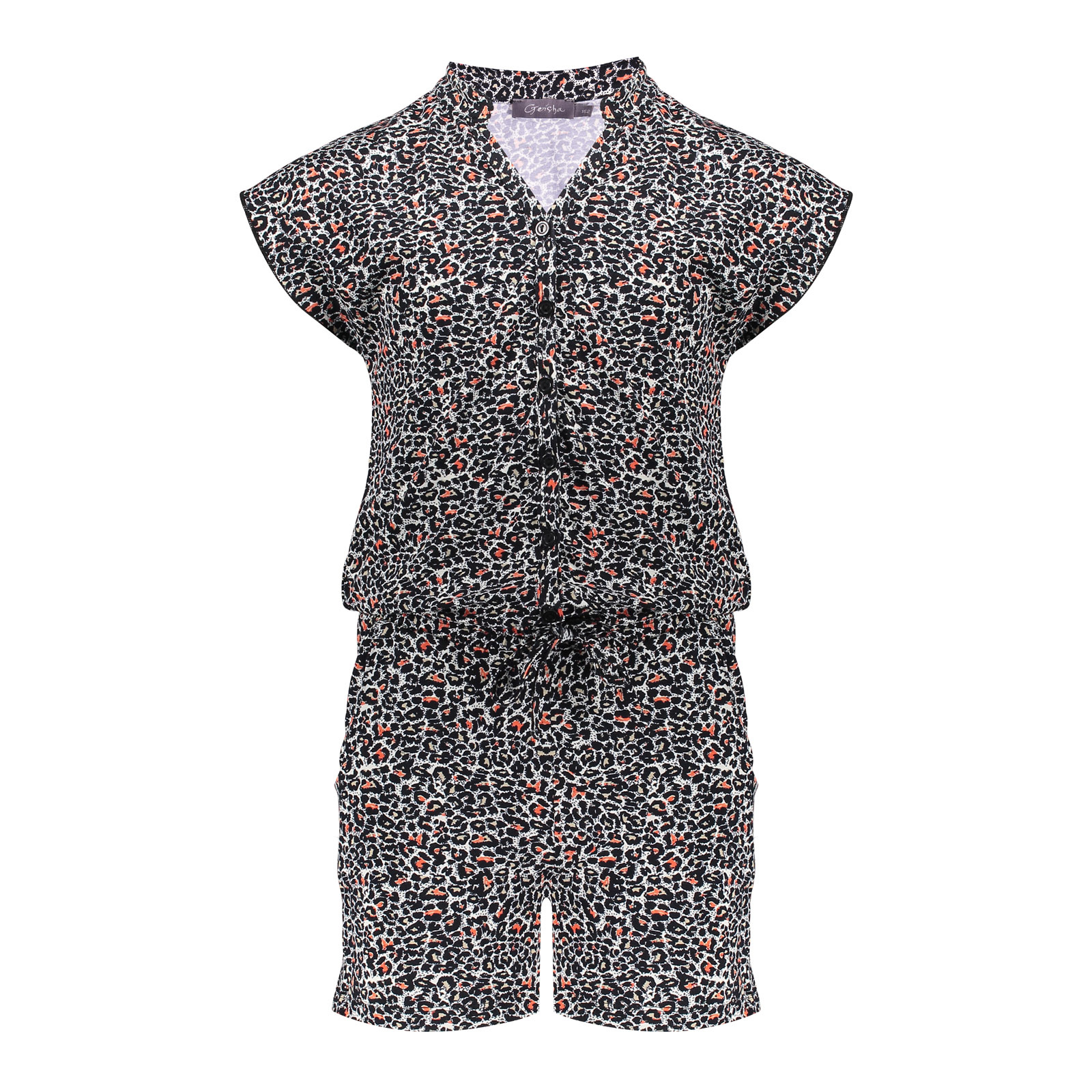 Geisha Meisjes jumpsuit - Koraal / Zwart Geisha Meisjes jumpsuit - Koraal / Zwart