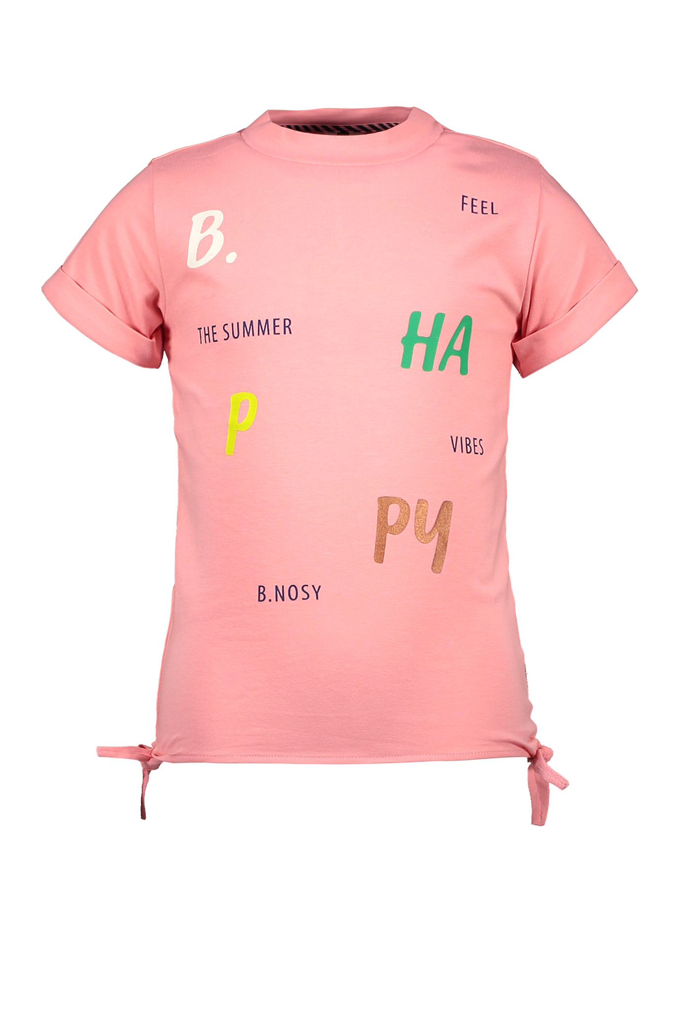 B.Nosy Meisjes t-shirt met knopen - Flamingo