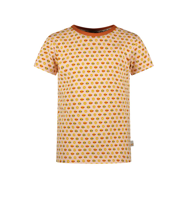 Moodstreet Meisjes t-shirt smiley AOP - Licht roze