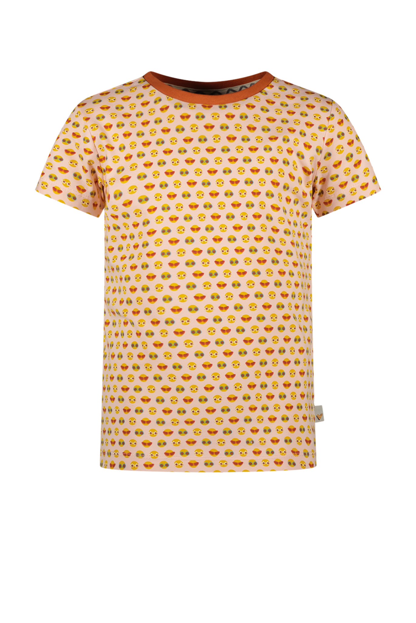 Moodstreet Meisjes t-shirt smiley AOP - Licht roze Moodstreet Meisjes t-shirt smiley AOP - Licht roze