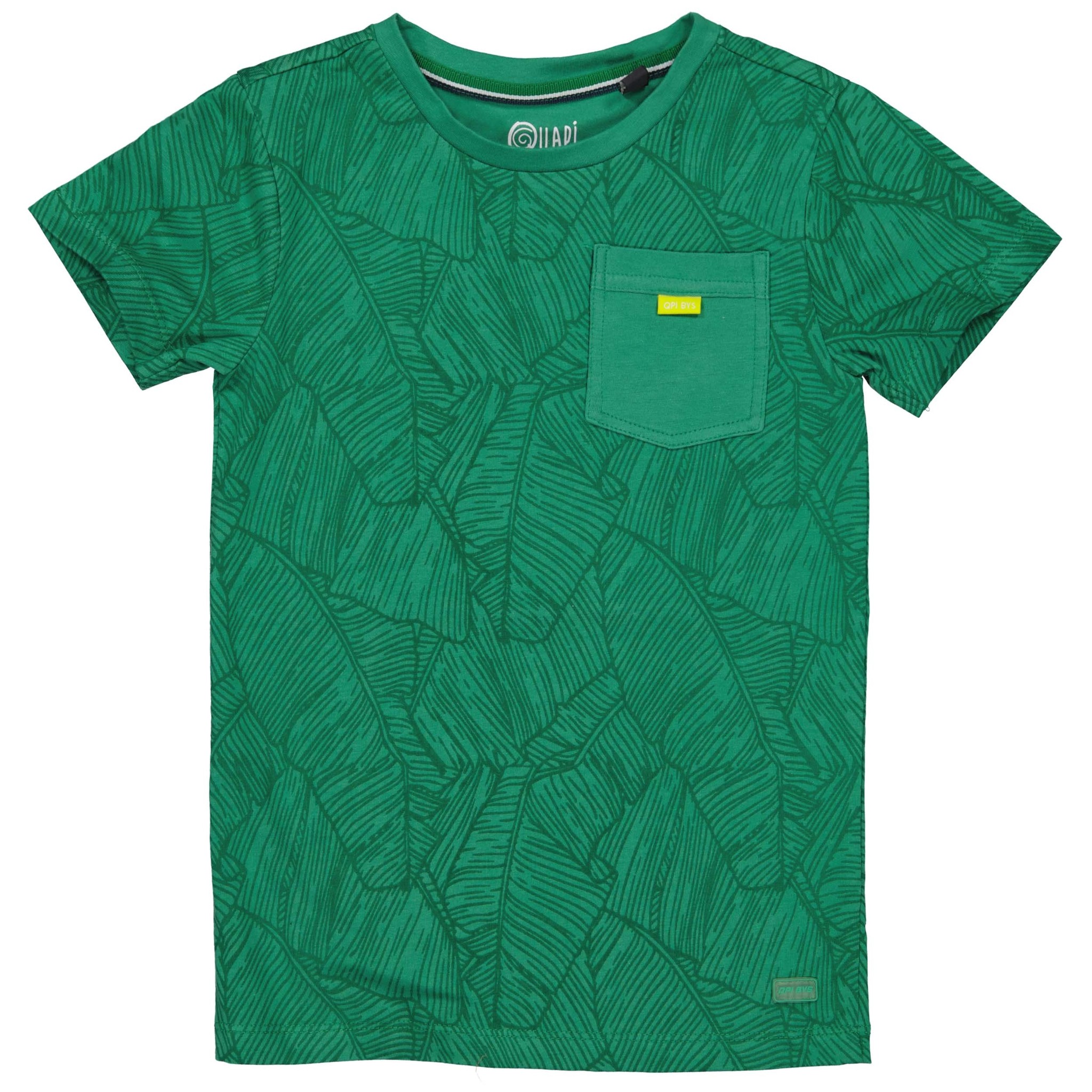 Quapi Jongens t-shirt - Menzo - AOP groen leaves