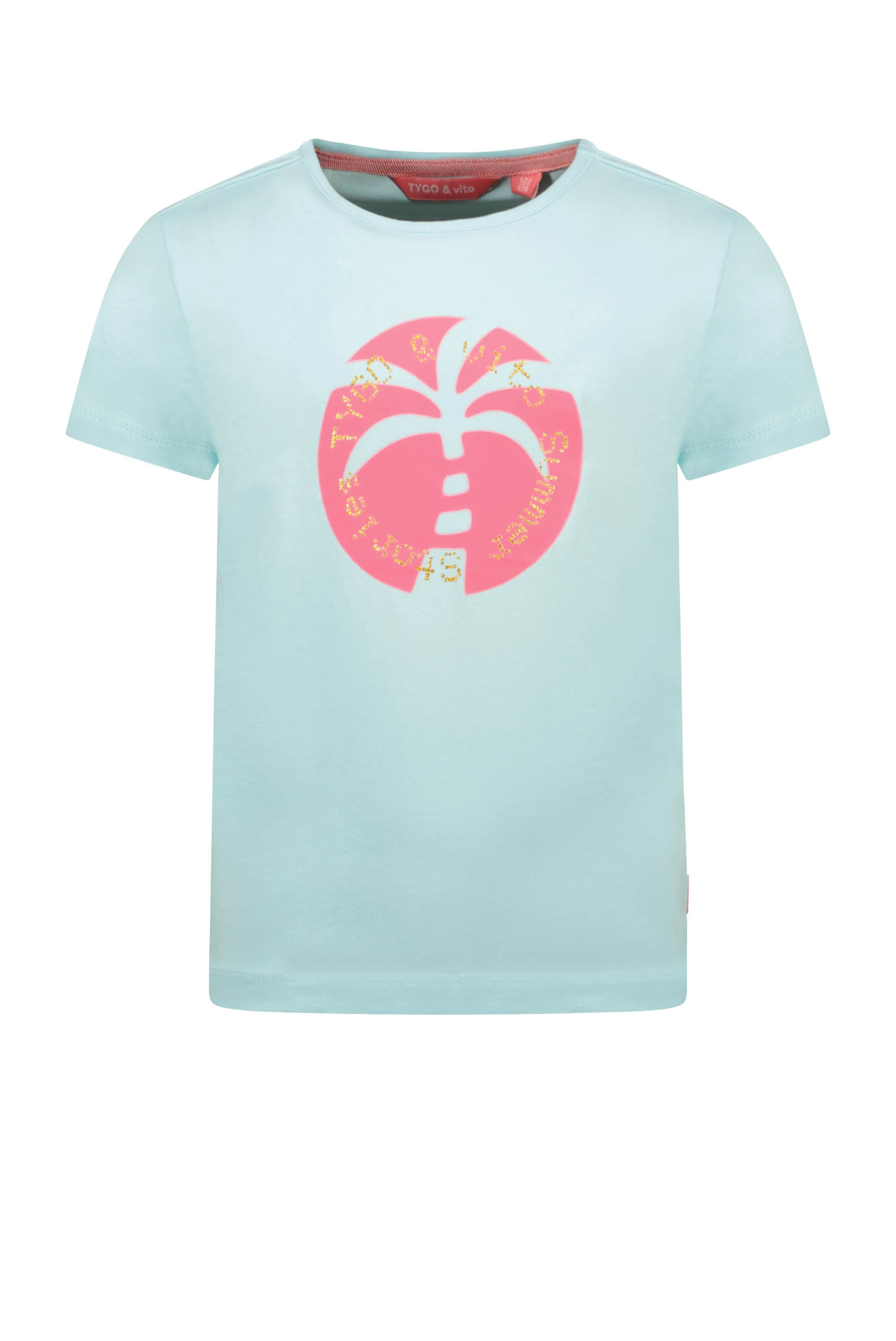 Tygo & Vito Meisjes t-shirt palm - Mint Blauw Tygo & Vito Meisjes t-shirt palm - Mint Blauw