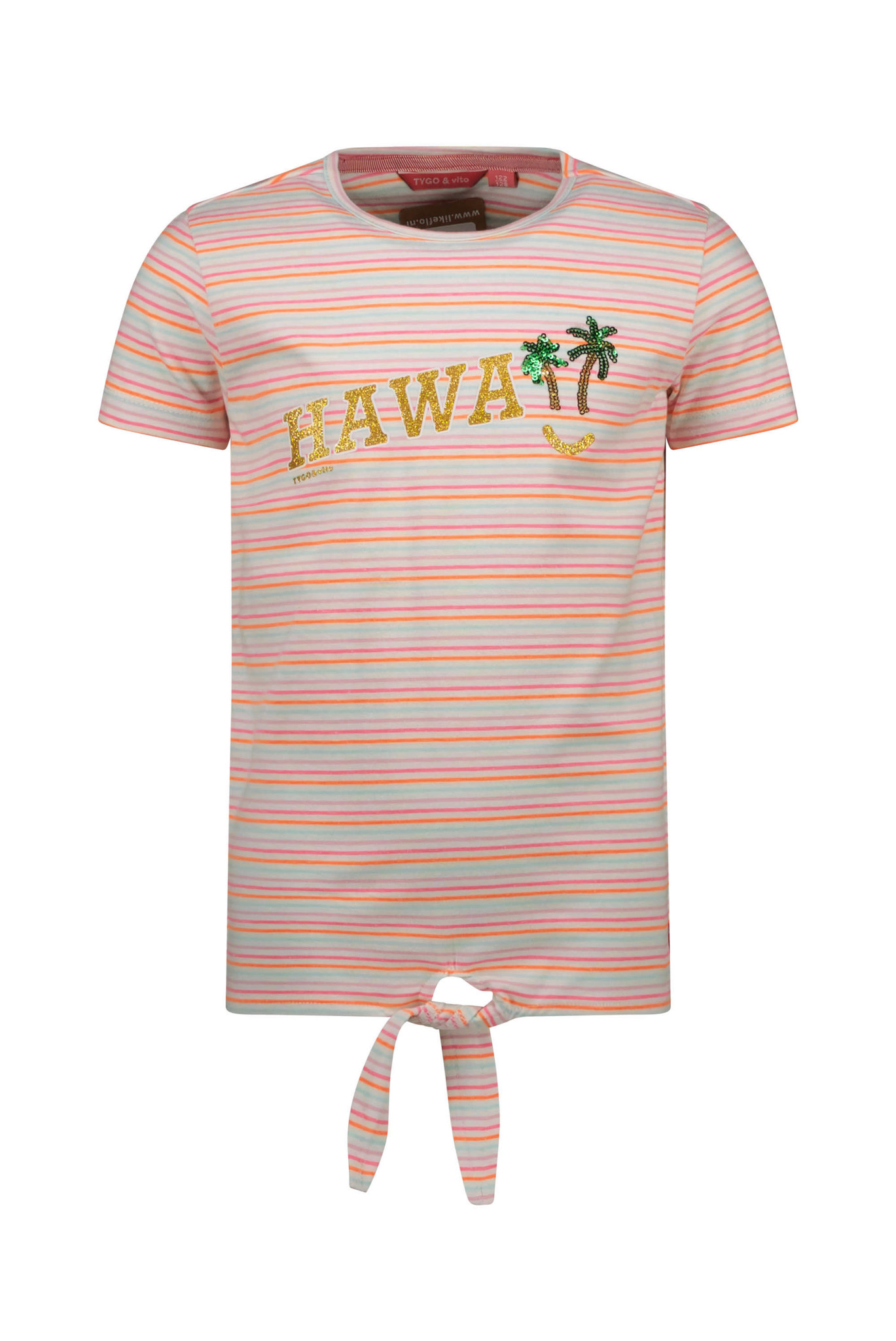 Tygo & Vito Meisjes t-shirt gestreept hawaii - Sugar Plum Tygo & Vito Meisjes t-shirt gestreept hawaii - Sugar Plum