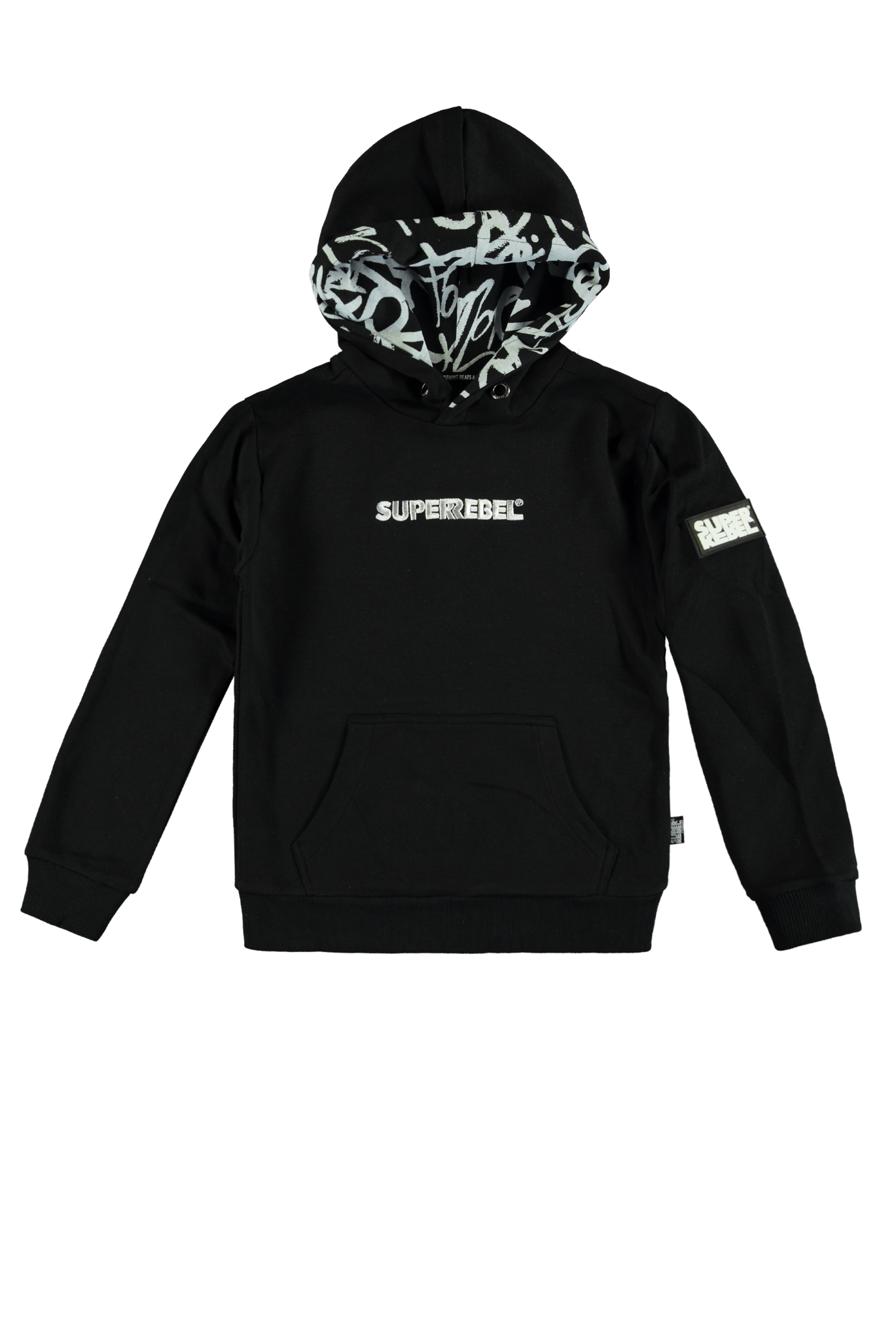 SUPERREBEL Jongens hoodie Beverly - Zwart SUPERREBEL Jongens hoodie Beverly - Zwart