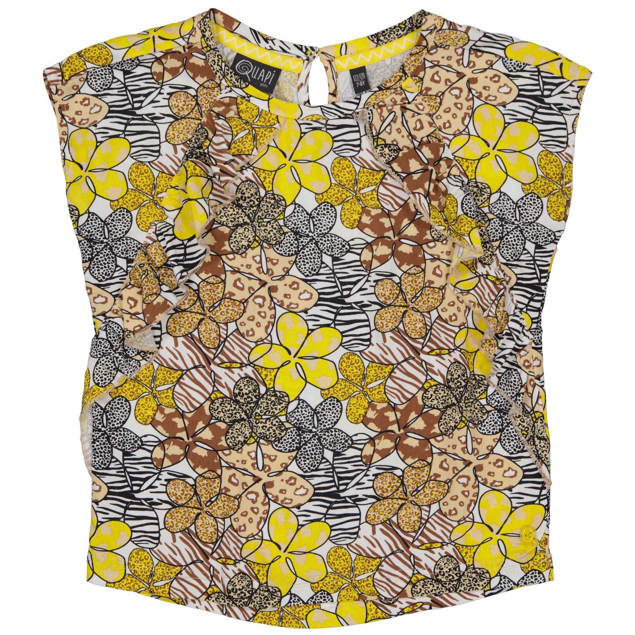 Quapi Meisjes t-shirt - Megan - AOP zand animal bloemen Quapi Meisjes t-shirt - Megan - AOP zand animal bloemen